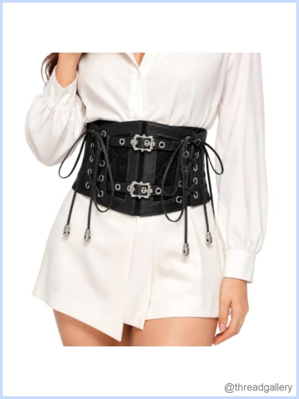 Faux Leather Underbust Corset Belt Lace-Up High Waist Cincher